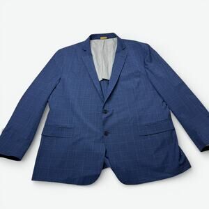 Brooks Brothers Explorer Regent Fit Sport Coat Mens 50R Blue Windowpane Plaid